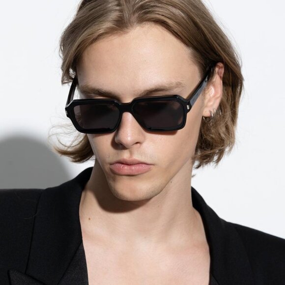 Saint Laurent SL611 002 Sunglasses Havana Rectangle Frame, Grey Lenses - Picture 3 of 12